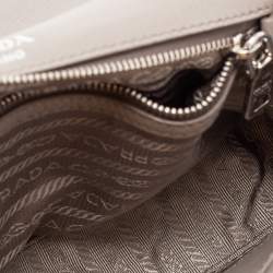 Pre Owned Prada Grey Vertical Quilted Leather Medium Flap Shoulder Bag