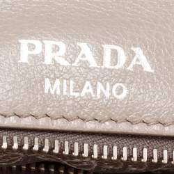Pre Owned Prada Grey Vertical Quilted Leather Medium Flap Shoulder Bag