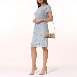 Pre Owned Prada Beige/brown Python Oro Flap Wallet On Chain