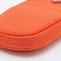 Pre Owned Prada Orange Nylon Mini Vertical Cell Phone Crossbody Bag