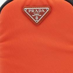 Pre Owned Prada Orange Nylon Mini Vertical Cell Phone Crossbody Bag