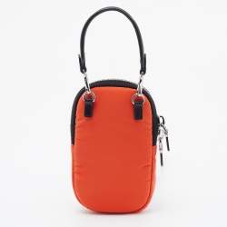 Pre Owned Prada Orange Nylon Mini Vertical Cell Phone Crossbody Bag