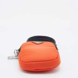 Pre Owned Prada Orange Nylon Mini Vertical Cell Phone Crossbody Bag