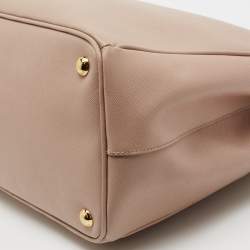 Pre Owned Prada Beige Saffiano Leather Medium Galleria Zip Tote