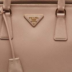 Pre Owned Prada Beige Saffiano Leather Medium Galleria Zip Tote