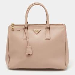 Pre Owned Prada Beige Saffiano Leather Medium Galleria Zip Tote