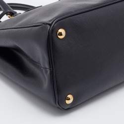 Pre Owned Prada Black Saffiano Leather Small Galleria Tote