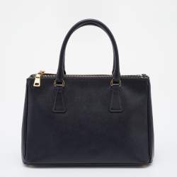 Pre Owned Prada Black Saffiano Leather Small Galleria Tote