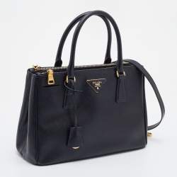 Pre Owned Prada Black Saffiano Leather Small Galleria Tote