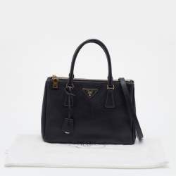 Pre Owned Prada Black Saffiano Leather Small Galleria Tote