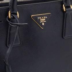 Pre Owned Prada Black Saffiano Leather Small Galleria Tote