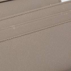 Pre Owned Prada Dark Beige Saffiano Leather Flap Continental Wallet
