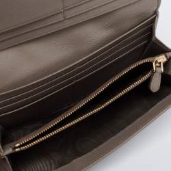 Pre Owned Prada Dark Beige Saffiano Leather Flap Continental Wallet