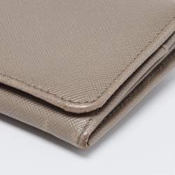 Pre Owned Prada Dark Beige Saffiano Leather Flap Continental Wallet