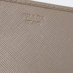 Pre Owned Prada Dark Beige Saffiano Leather Flap Continental Wallet