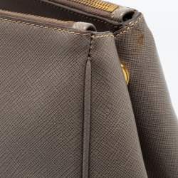 Pre Owned Prada Dark Beige Saffiano Lux Leather Large Galleria Tote