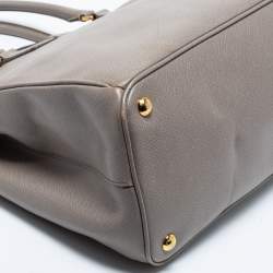 Pre Owned Prada Dark Beige Saffiano Lux Leather Large Galleria Tote