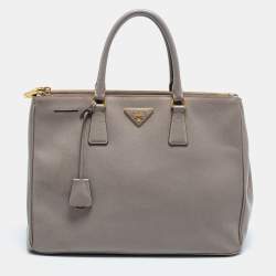 Pre Owned Prada Dark Beige Saffiano Lux Leather Large Galleria Tote