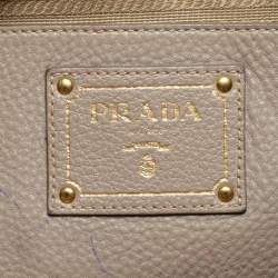 Pre Owned Prada Grey Leather Sacca 2 Manici Tote