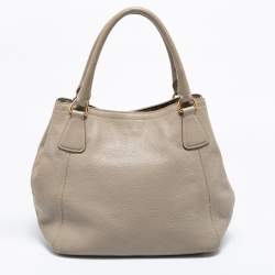 Pre Owned Prada Grey Leather Sacca 2 Manici Tote