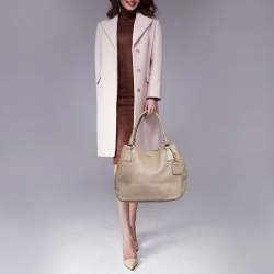 Pre Owned Prada Grey Leather Sacca 2 Manici Tote