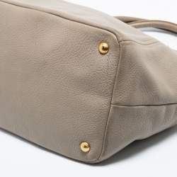 Pre Owned Prada Grey Leather Sacca 2 Manici Tote