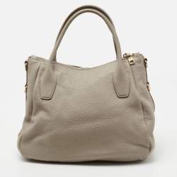 Pre Owned Prada Grey Vitello Daino Leather Sacca 2 Manici Tote