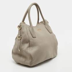 Pre Owned Prada Grey Vitello Daino Leather Sacca 2 Manici Tote