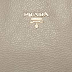 Pre Owned Prada Grey Vitello Daino Leather Sacca 2 Manici Tote
