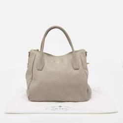 Pre Owned Prada Grey Vitello Daino Leather Sacca 2 Manici Tote