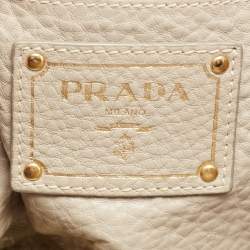 Pre Owned Prada Grey Vitello Daino Leather Sacca 2 Manici Tote