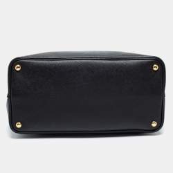 Pre Owned Prada Black Saffiano Leather Medium Double Handle Tote