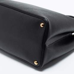 Pre Owned Prada Black Saffiano Leather Medium Double Handle Tote