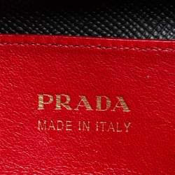 Pre Owned Prada Black Saffiano Leather Medium Double Handle Tote