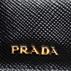 Pre Owned Prada Black Saffiano Leather Medium Double Handle Tote
