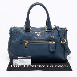 Pre Owned Prada Blue Leather Phenix Tote