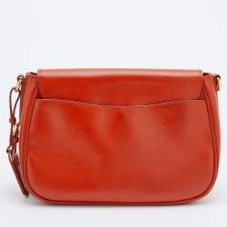 Pre Owned Prada Orange Saffiano Patent Leather Messenger Bag