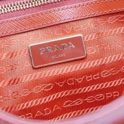 Pre Owned Prada Orange Saffiano Patent Leather Messenger Bag
