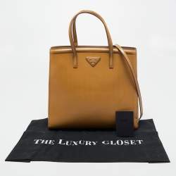 Pre Owned Prada Yellow Saffiano Lux Leather Parabole Tote