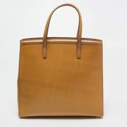 Pre Owned Prada Yellow Saffiano Lux Leather Parabole Tote