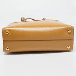 Pre Owned Prada Yellow Saffiano Lux Leather Parabole Tote