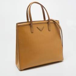 Pre Owned Prada Yellow Saffiano Lux Leather Parabole Tote