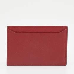 Pre Owned Prada Red Saffiano Lux Leather Card Holder