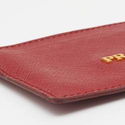 Pre Owned Prada Red Saffiano Lux Leather Card Holder