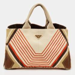 Pre Owned Prada Multicolor Printed Canvas Large Canapa Tote