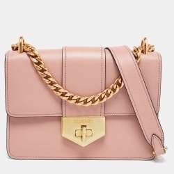 Pre Owned Prada Pink Leather Flap Chain Shoulder Bag