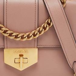 Pre Owned Prada Pink Leather Flap Chain Shoulder Bag