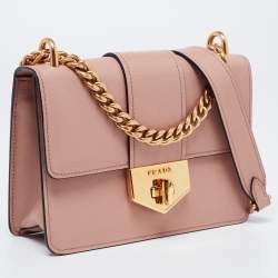 Pre Owned Prada Pink Leather Flap Chain Shoulder Bag