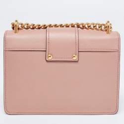 Pre Owned Prada Pink Leather Flap Chain Shoulder Bag
