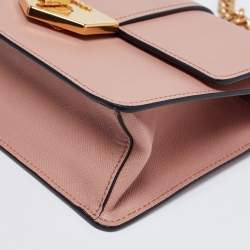 Pre Owned Prada Pink Leather Flap Chain Shoulder Bag